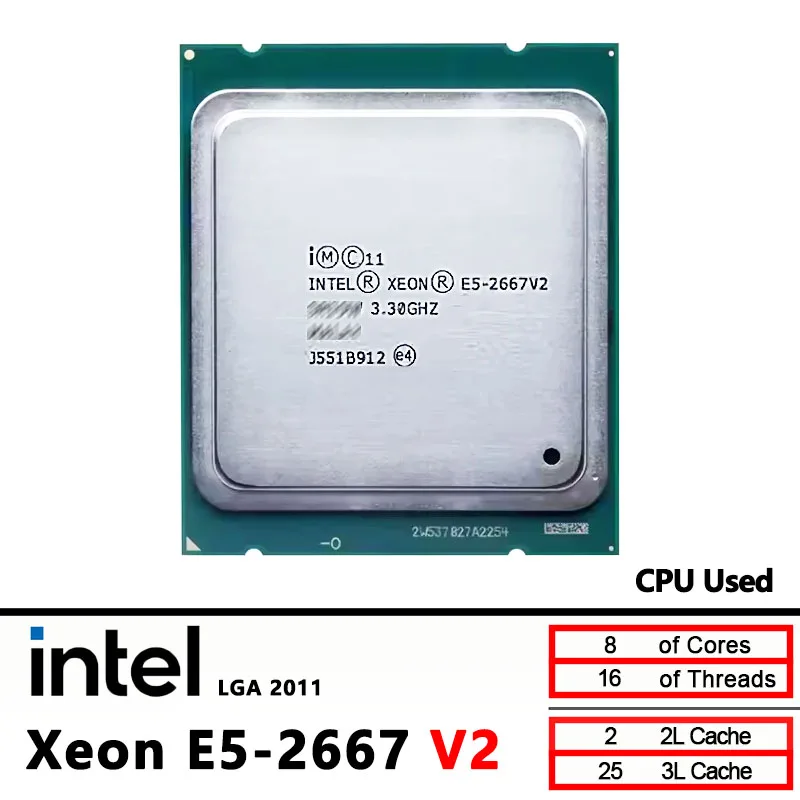 

Процессор Intel Xeon E5 2667 V2, 8 ядер, 3,3 ГГц, 130 Вт, LGA 2011 г.