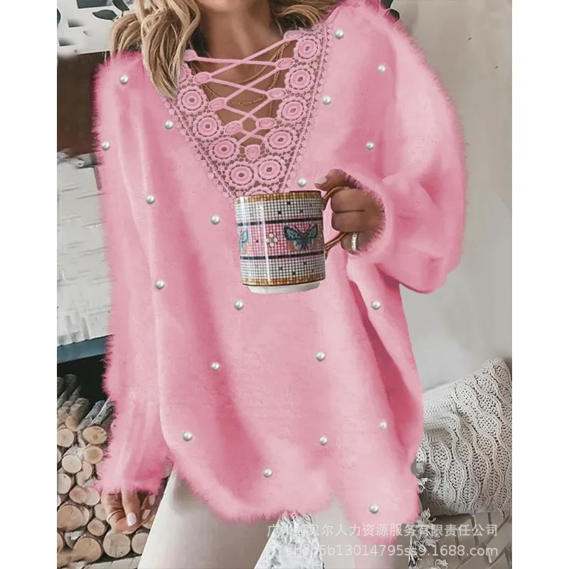 

Autumn Winter Y2K INS Clothes Long Sleeve O Neck Loose Knitwear Streetwear Elegant Women Knitted Pullover Sweater Top