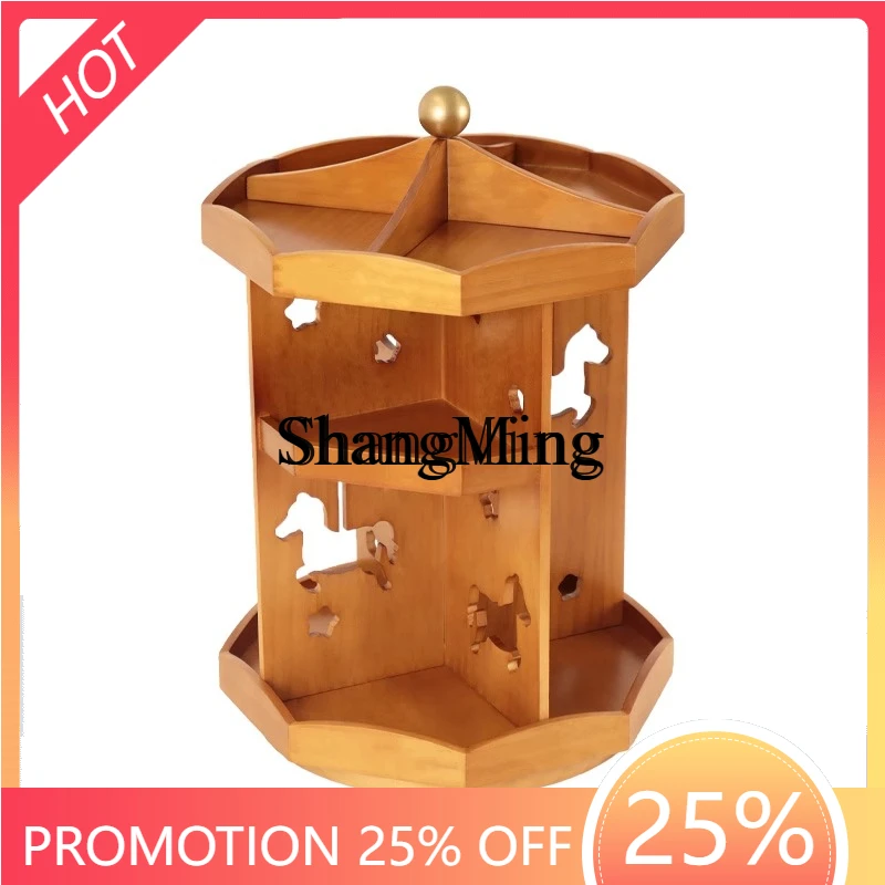 

ZYY solid wood desktop cosmetic storage rack creative simple retro storage vanity case multi-functional shelf