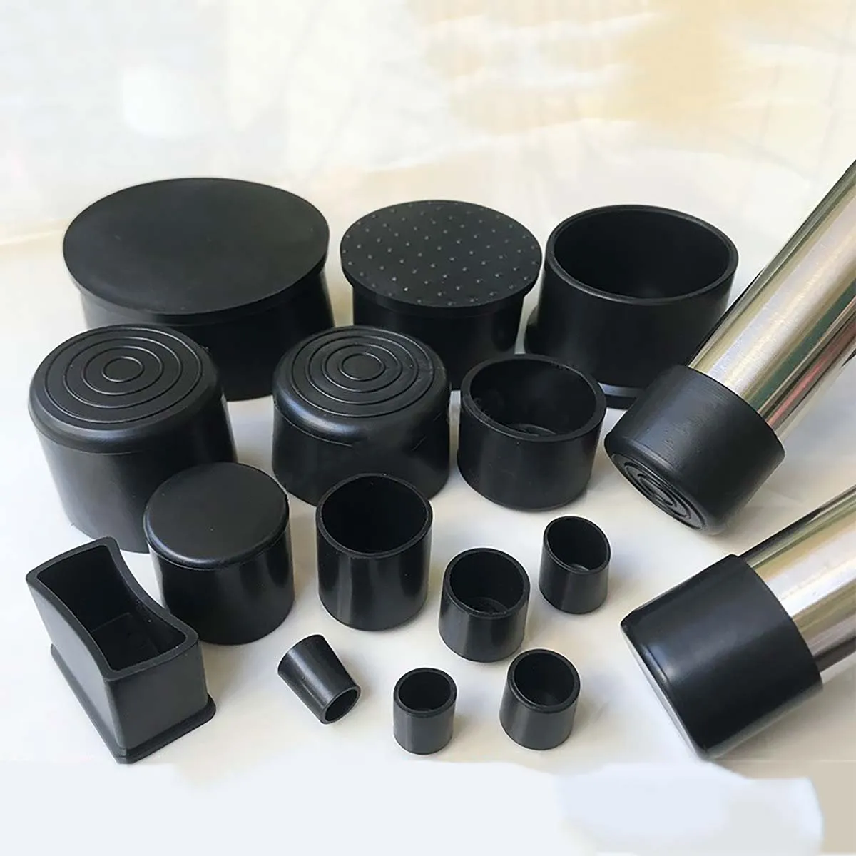 

1/2/4/8Pcs Inner Dia 40/45mm Black Rubber Pipe Sleeve Round Caps Protection Gasket Dust Seal End Cover for Pipe Bolt Furniture