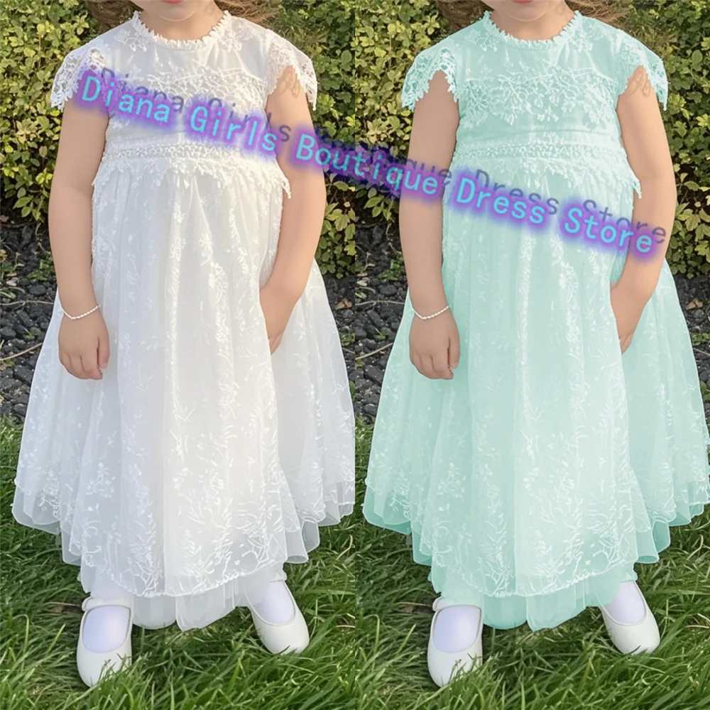 

Little Baby Girls First Communion Gowns Quality Lace Flower Girl Dress Princess Baptism Wedding Birthday Party Ball Evening Gown