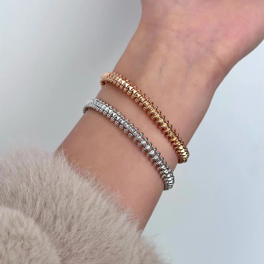 

High Quality Titanium Steel Bracelet With Rotatable Willow Nail Design.Exquisite Jewelry Fashion Party Gift for Women