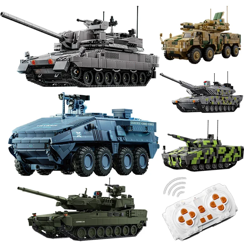 9 Types Technical Panther KF51 Stryker X Armored Tank Building Blocks With Power Motor Vehicle Construction Bricks Toy Gift