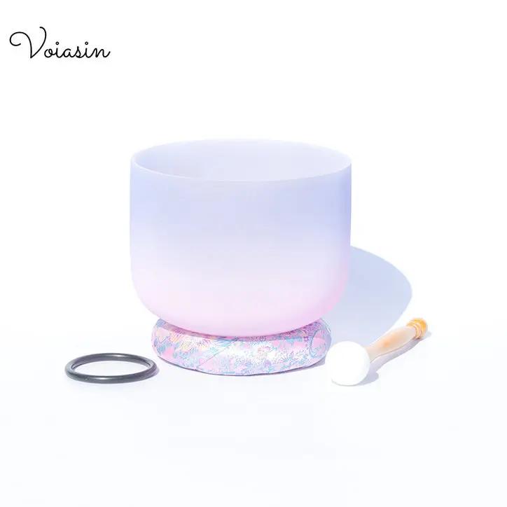 

Candy Indigo Pink Crystal Singing Bowl Voiasin Sound Therapy Yoga Meditation Instructent with Mallet and O-Ring Bowls set