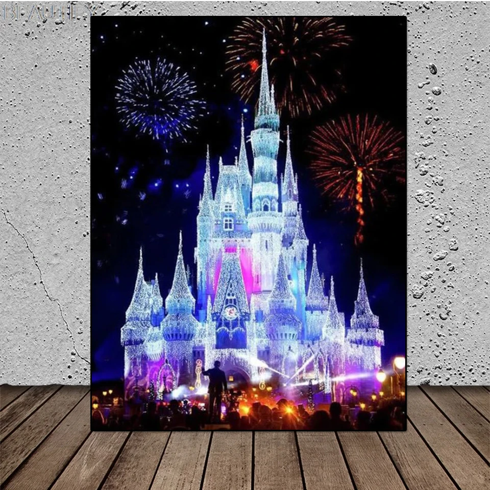 AB Northern Lights Disney Diamond Painting Castle Landscape Mosaic Embroidery 5D DIY 2023 New Sets Crafts Gifts Home Decor