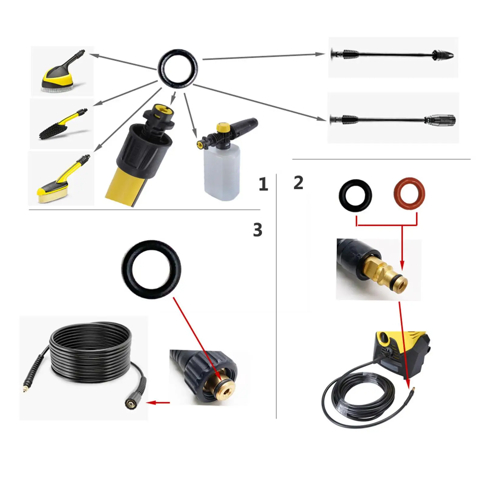 Pressure Washer Sealing Accessory Lance Kit Hose Nozzle Rings for High Pressure Cleaner K2 K3 K4 K5 K6 K7 2.640-729.0