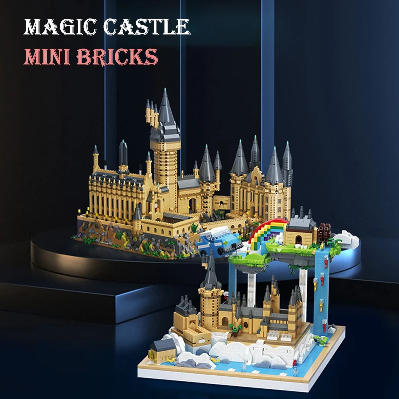 Série Castelo Mágico Medieval Criativo, Micro Tijolos, Modelo de Arquitetura Escolar, Brinquedos para Crianças e Adultos, Modelo de Arquitetura