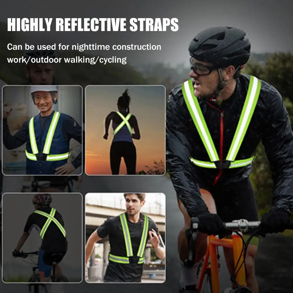 High Visibility Reflective Vest High Elasticity Cycling Sports Reflective Shoulder Straps For Outdoor Cycling Riding Equipment