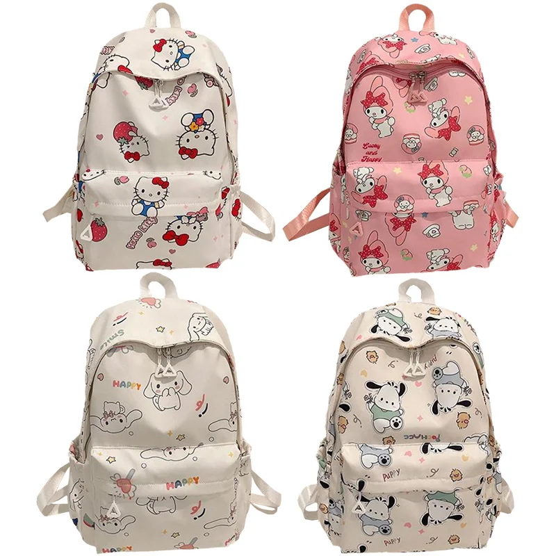 Kawaii Sanrioed Anime Kittys Pochacco My Melody Cinnamoroll Large Capacity Waterproof Canvas Backpack Christmas Birthday Gift