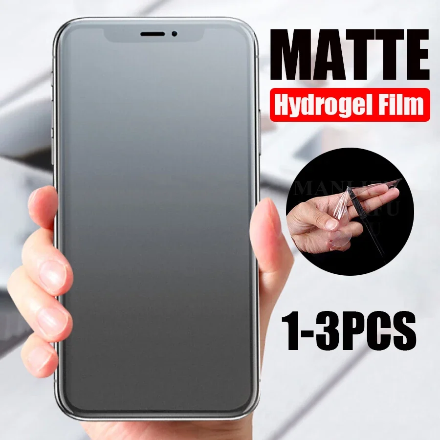 1-3pcs matte hydrogel film for iPhone 11 12 13 14 15 Pro Max frosted screen protector film 12 Mini 7 8 Plus X XR XS Max SE 2022