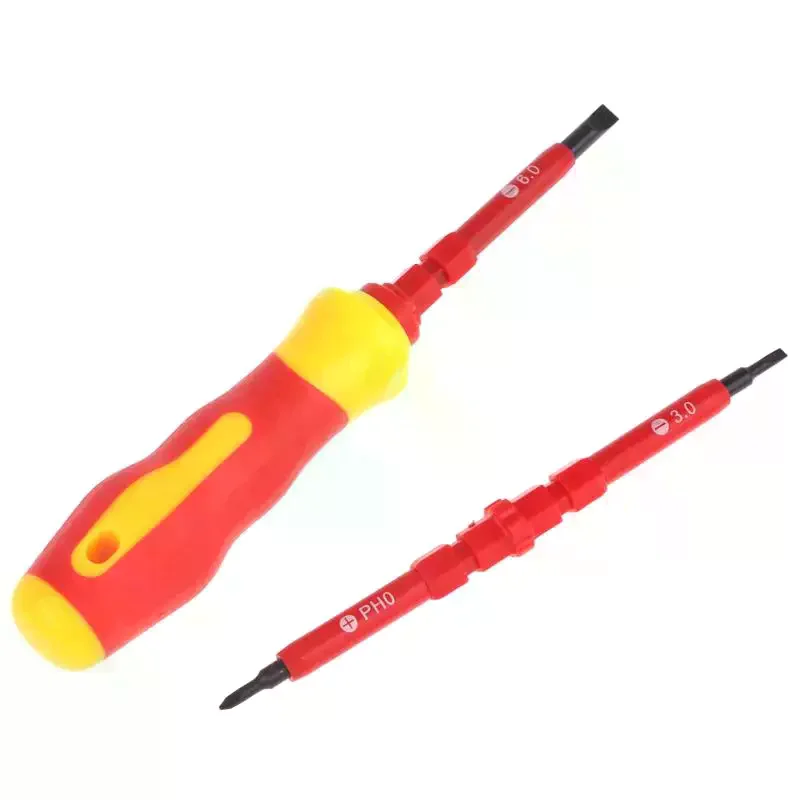 Electrician Screwdriver Set With Nonslip Handle Interchangeable Bits For Home Electrical Repair Daily Maintenance Work Insulated