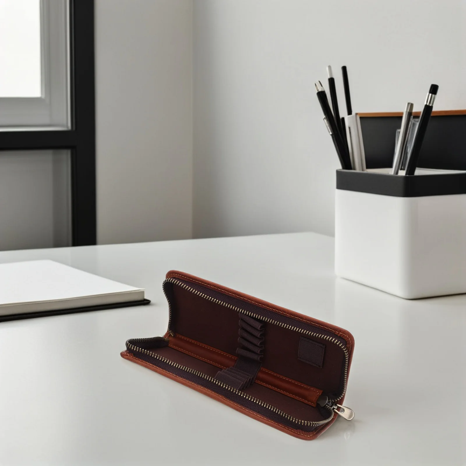 

Pencil Pouch Retro Bag Organizer Storage Box Vintage Stationery Brown Holder