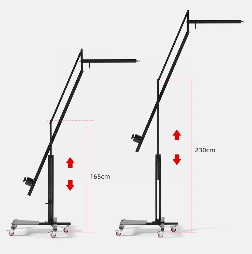 PHJ-200 Camera Cantilever Crane Studio Flash Crane Jib Bracket Balanced Cantilever Wheel Trolley Track with Power Pack Platform - view 5