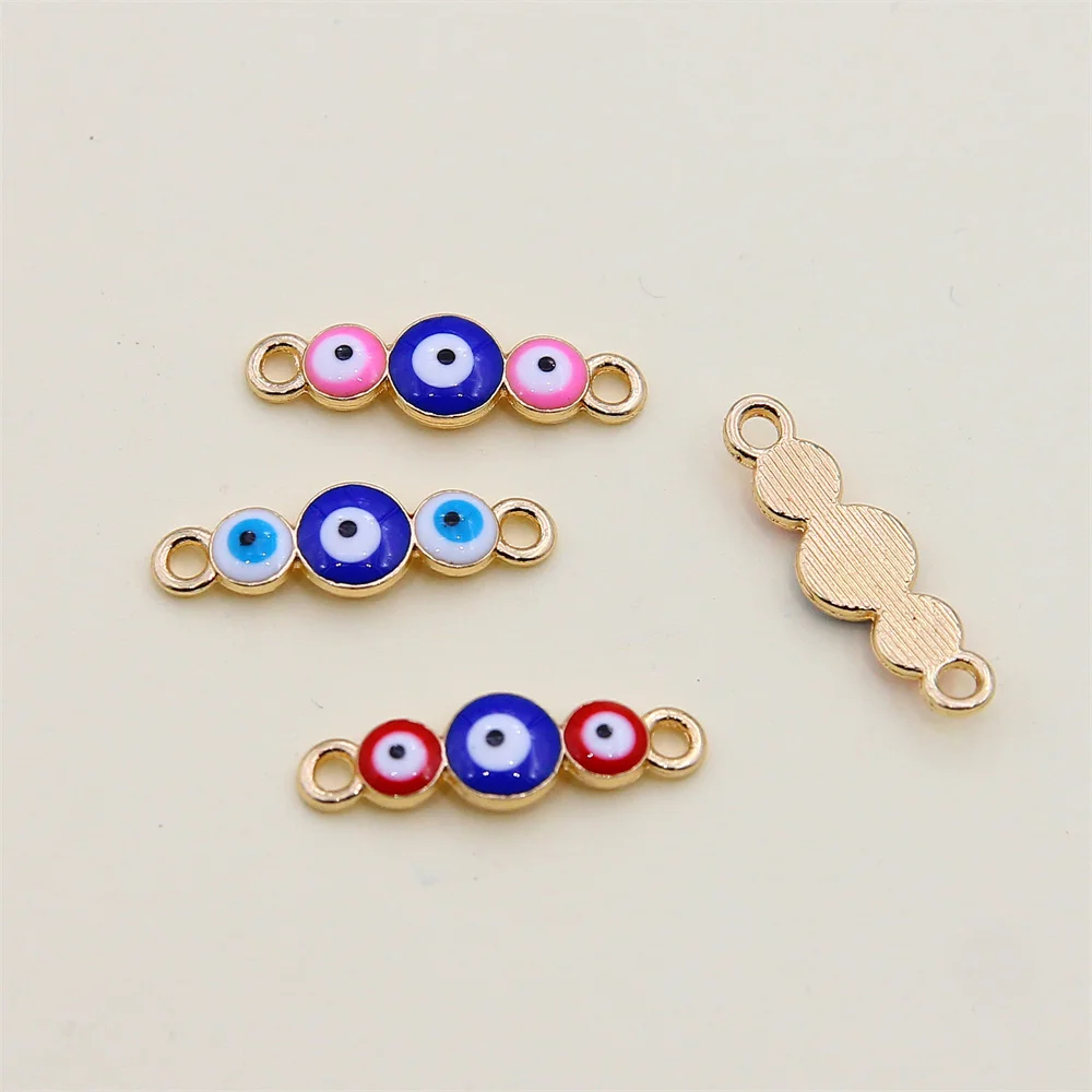6Pcs Mixed Lucky Blue Eyes Butterfly Connector Charm for Women\'s Bracelet DIY Jewelry Making Accessories Enamel Alloy Pendant