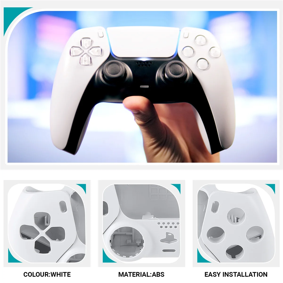 Reparaturteil für BDM-010 Controller-Gehäuse Shell Game Controller Shell Cover mit Knöpfen Weiß