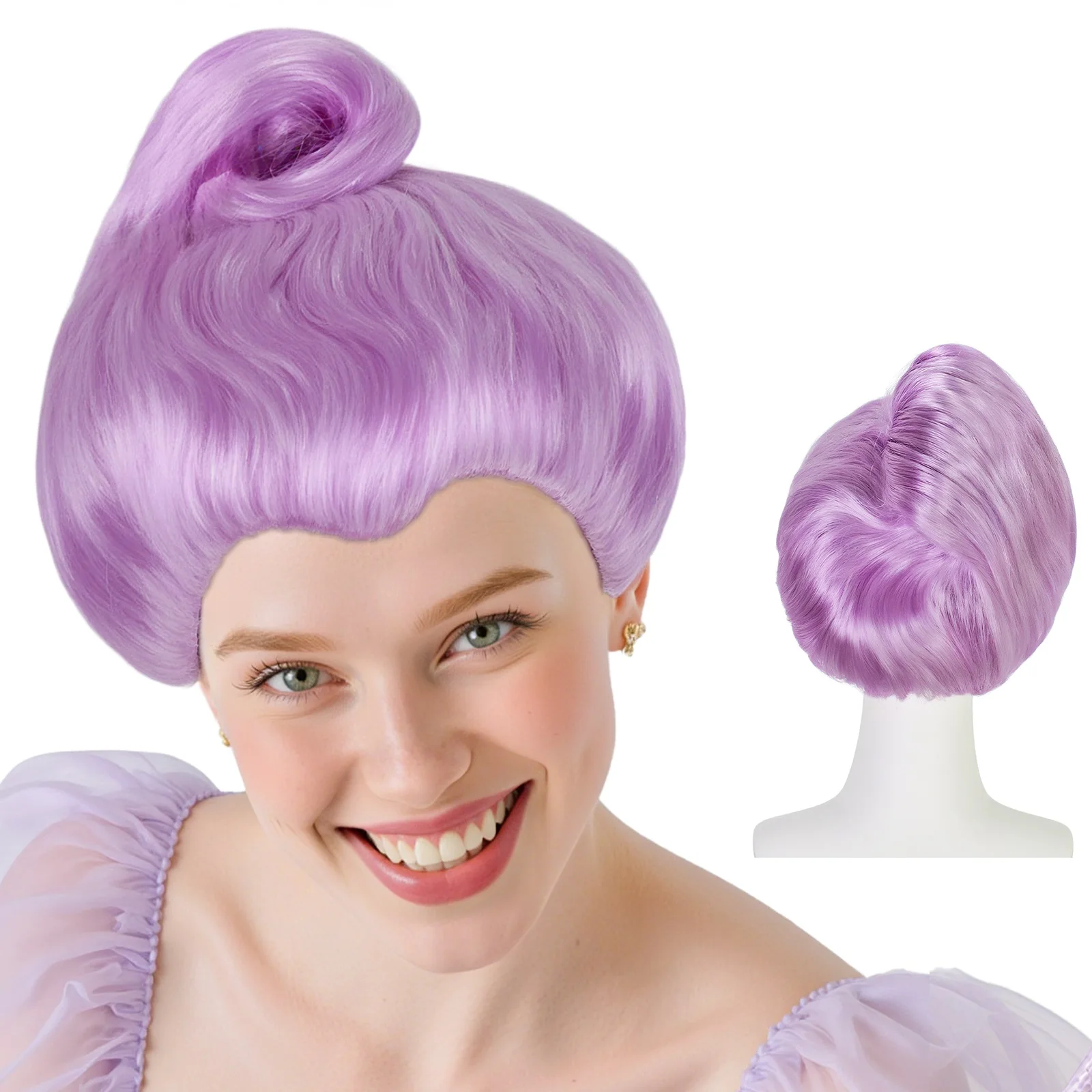 

Short Purple Straight Synthetic Cosplay Wig for Party Halloween Comic Exhibition, For Women,Mother Dress Up Wig
