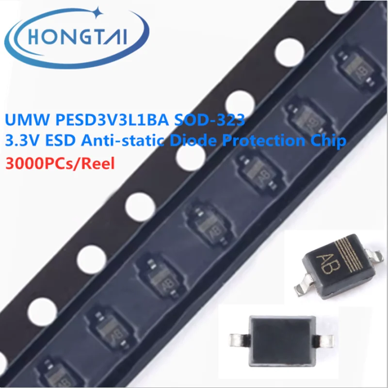 

3000PCs/Reel Free Shipping UMW PESD3V3L1BA SOD-323 3.3V ESD Anti-static Diode Protection Chip Original New