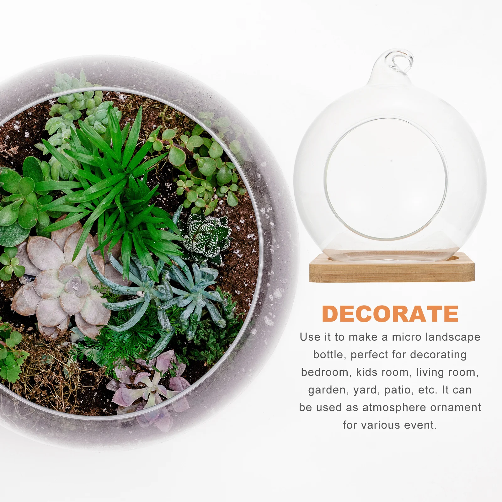 

1pc Hanging Glass For Diy Micro Landscape Mini Plant Container Home Office Decor Garden Micro Landscape Terrarium Ornament