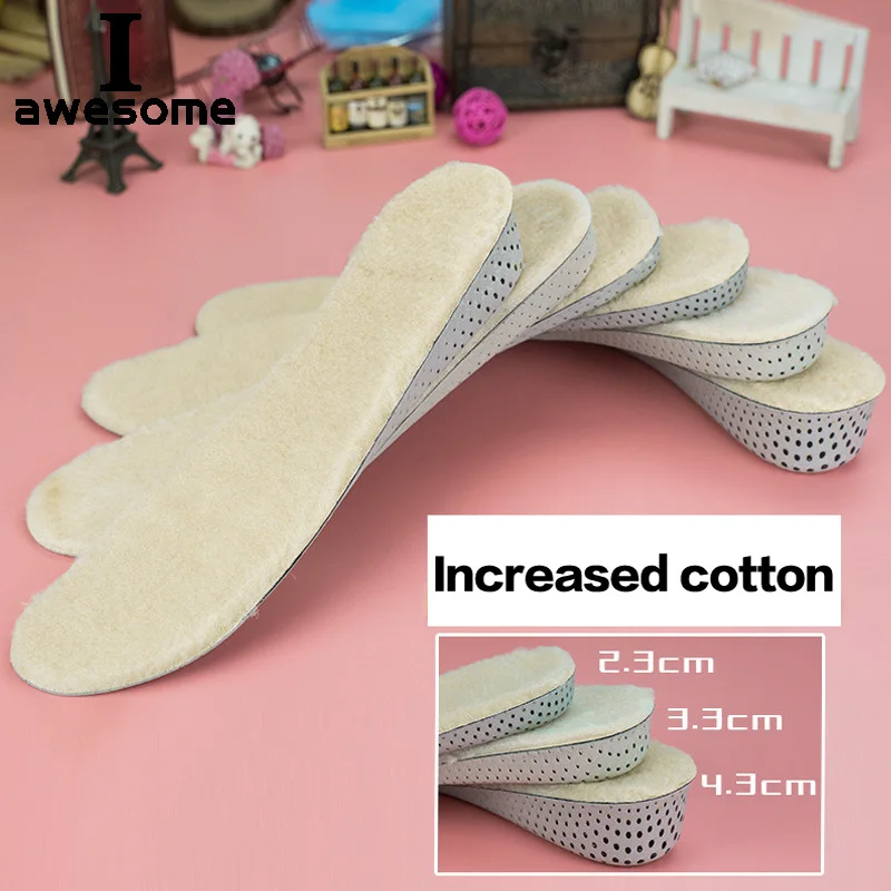 

Women Invisible 2cm-4cm height Increase Warm Insole Cushion for High heels Shoes Free size Winter Wool Warm Boots padded insoles