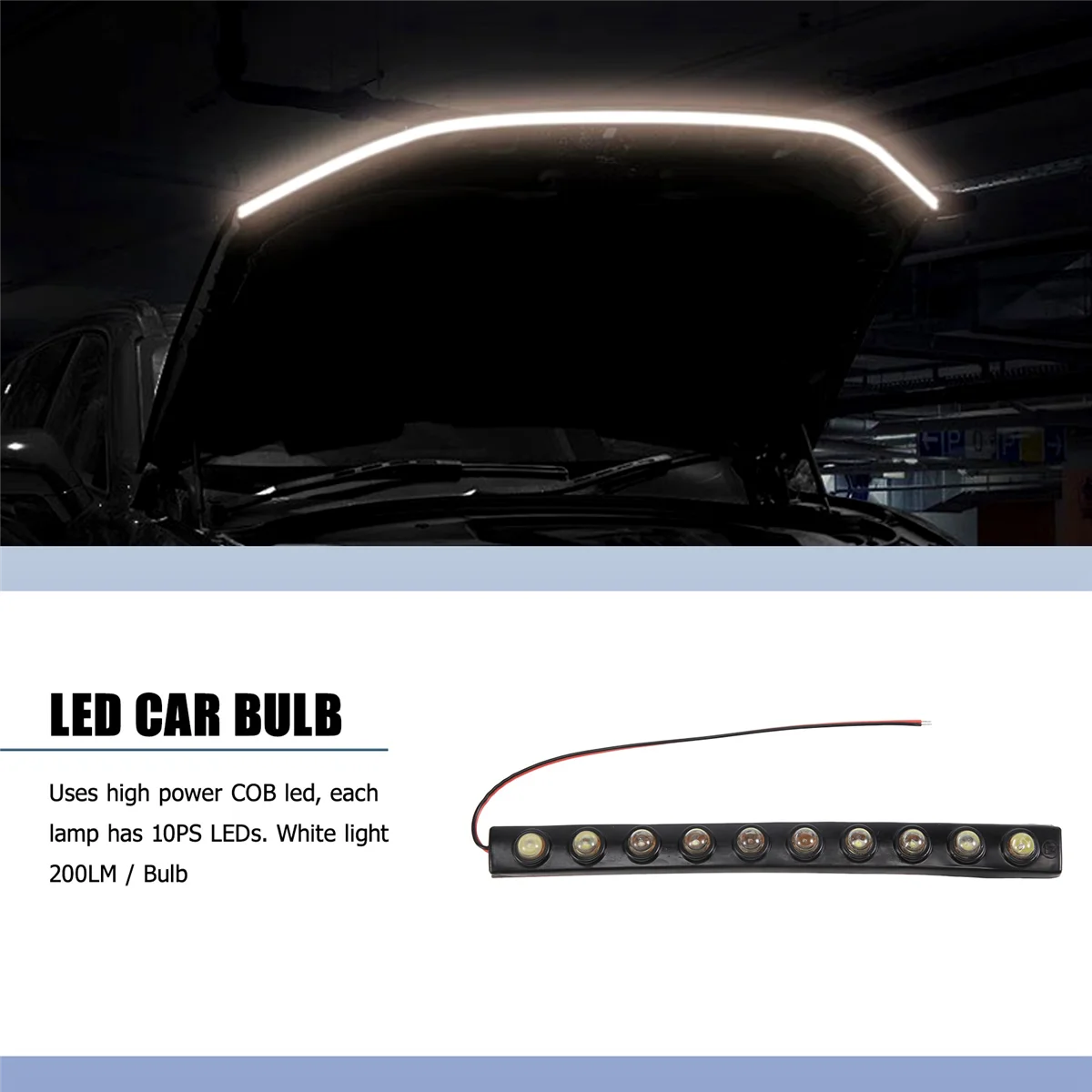 주간 주행등, 자동 DRL LED 주행등, 10 COB LED 자동차 전구, 200LM DC 12V (백색등), 2X20W