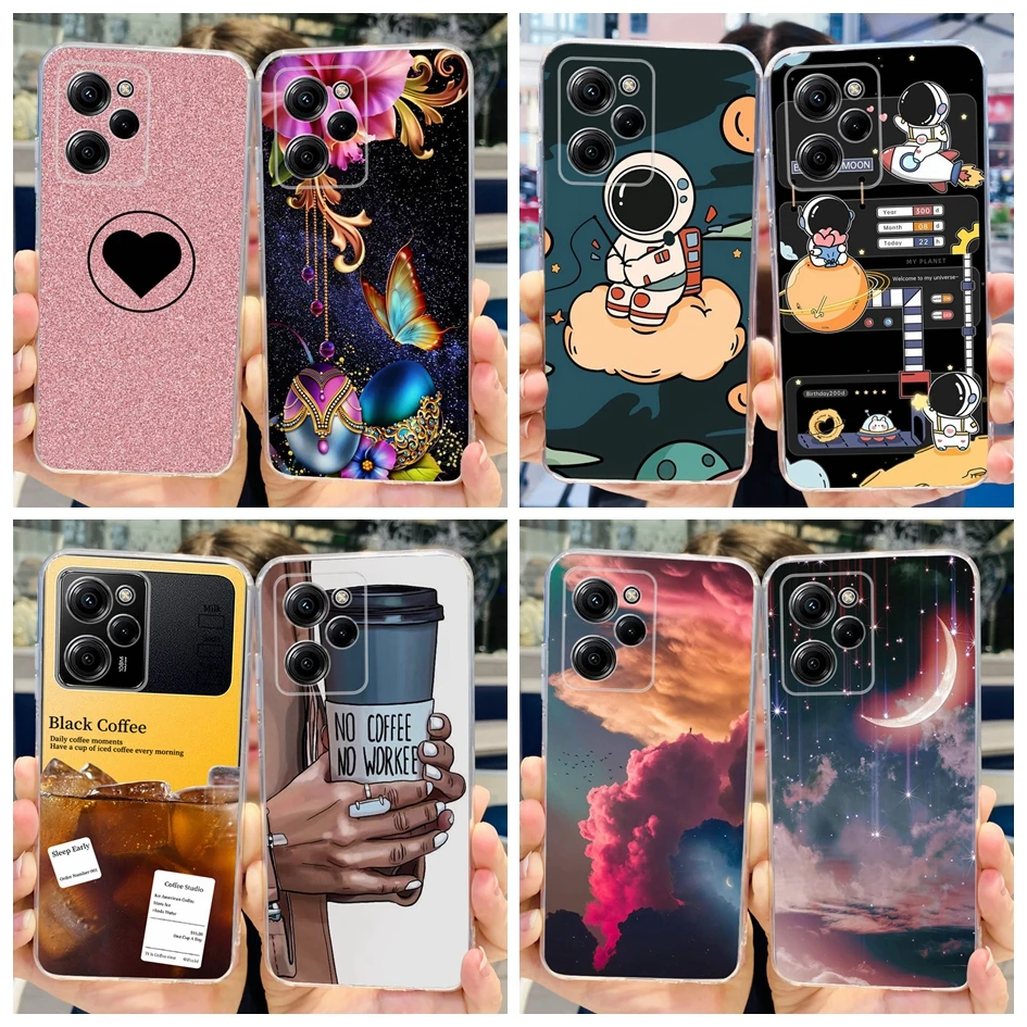 For Xiaomi Poco X5 Pro 5G Case Cute Astronaut Butterfly Soft Clear Silicone Back Cover For Xiaomi Poco X5 PocoX5 X5Pro 5G Fundas