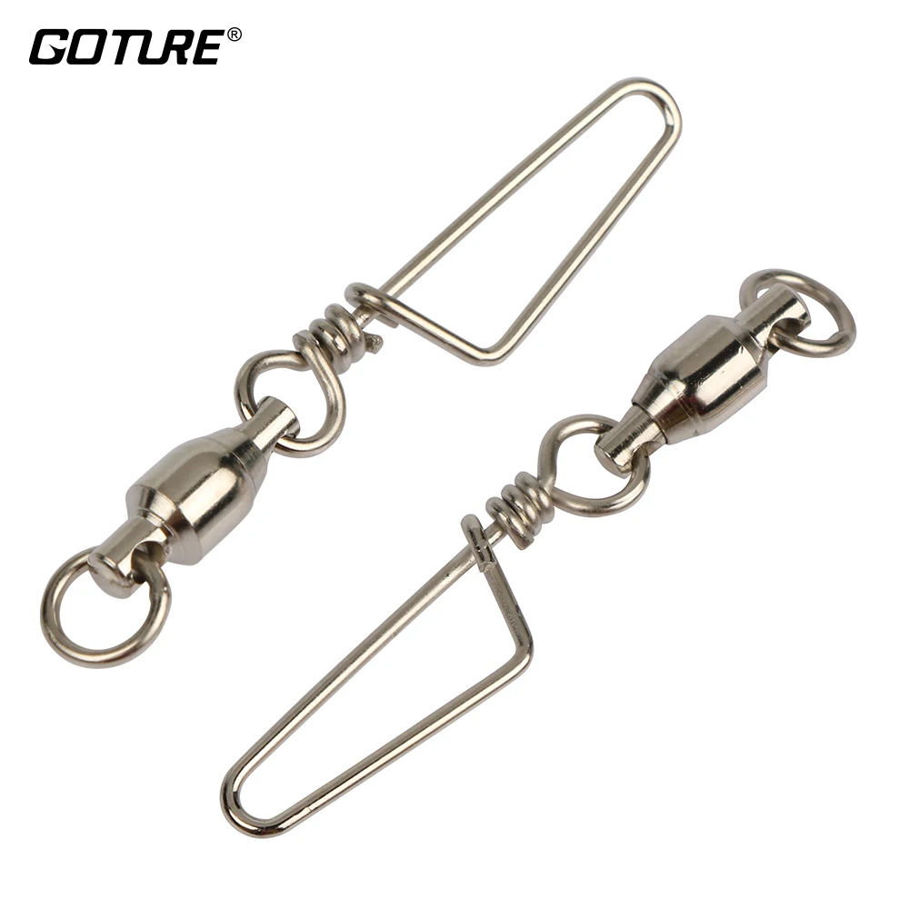 Goture 100pcs/lot Ball Bearing Swivel with Coastlock Snap  ZC+HX Fishing Tackle Accessories Hook Lure Connector