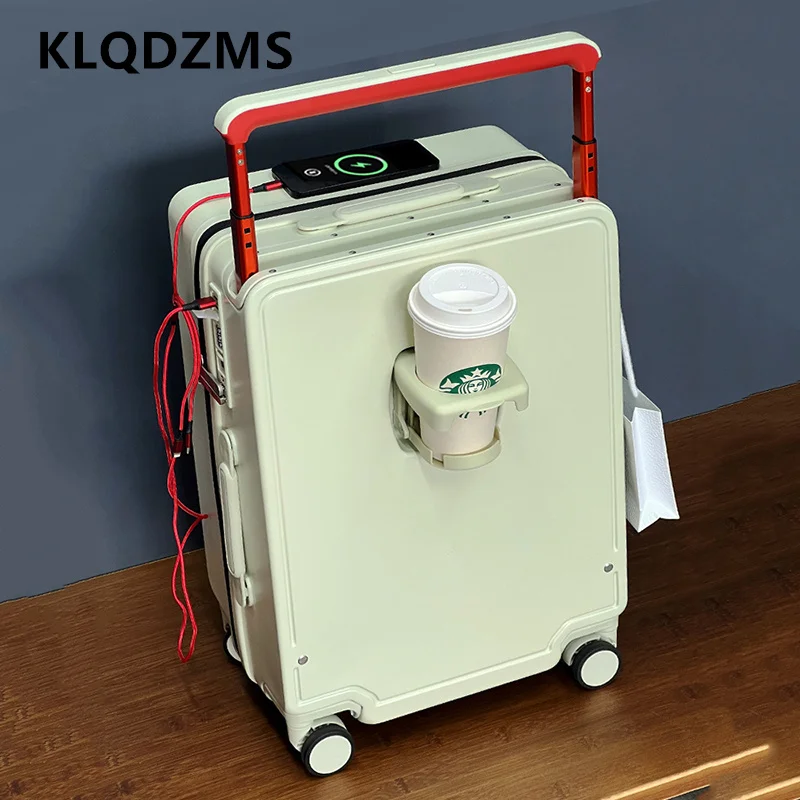 

KLQDZMS Travel Luggage 20"24"26 Inch Boarding Box USB Charging Multi-function Trolley Case Women's Universal Wheel Suitcase