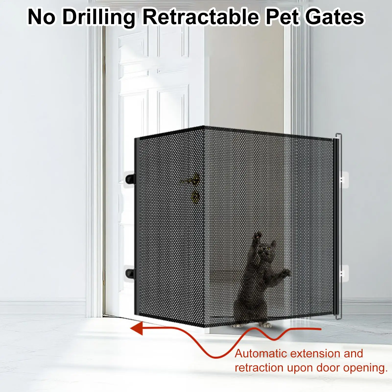 Dog Gate Retractable Screen Barrier Gate For Pet Hallway Puppy Safety Guard For Door Frame Porch Patio Stairs Balcony Fence