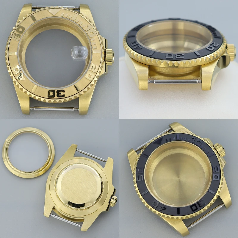 

40mm Golden Case NH35 Watch Accessories Sapphire Crystal Fit Seiko NH35 NH36 8205 8215 2824 Movement Watch Case For YACHT MASTER