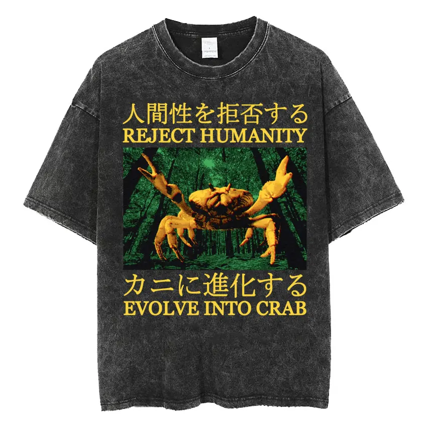 Destroy of Colonies Anteater Japanese Vintage Washed  T Shirt Men Fashion Casual Cozy T-shirts Harajuku High Quality T-shirt Y2k