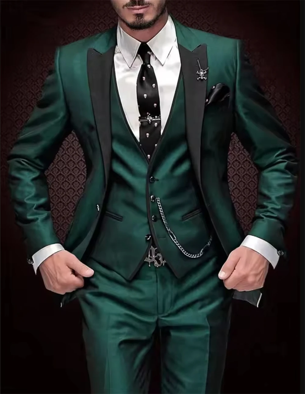 

Классический мужской костюм, 3 шт./компл., индивидуальный повседневный мужской костюм в западном стиле, деловой костюм для мужского костюма (куртка + брюки + жилет)