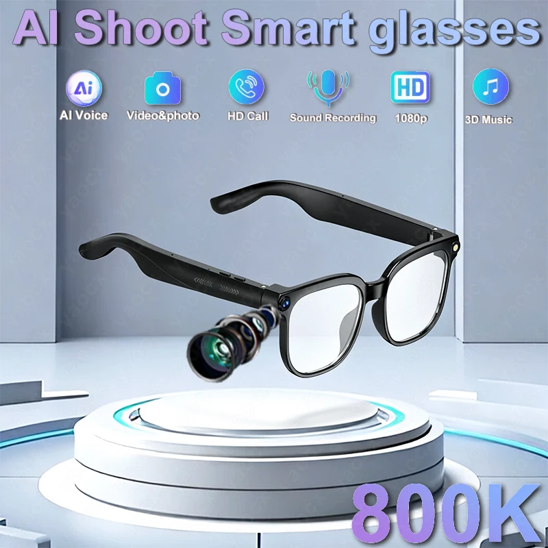 

New 4K AI Smart Glasses with 8MP Camera Video Recording Translation BT Call Music Play Men Women Waterproof Smart Sunglasses