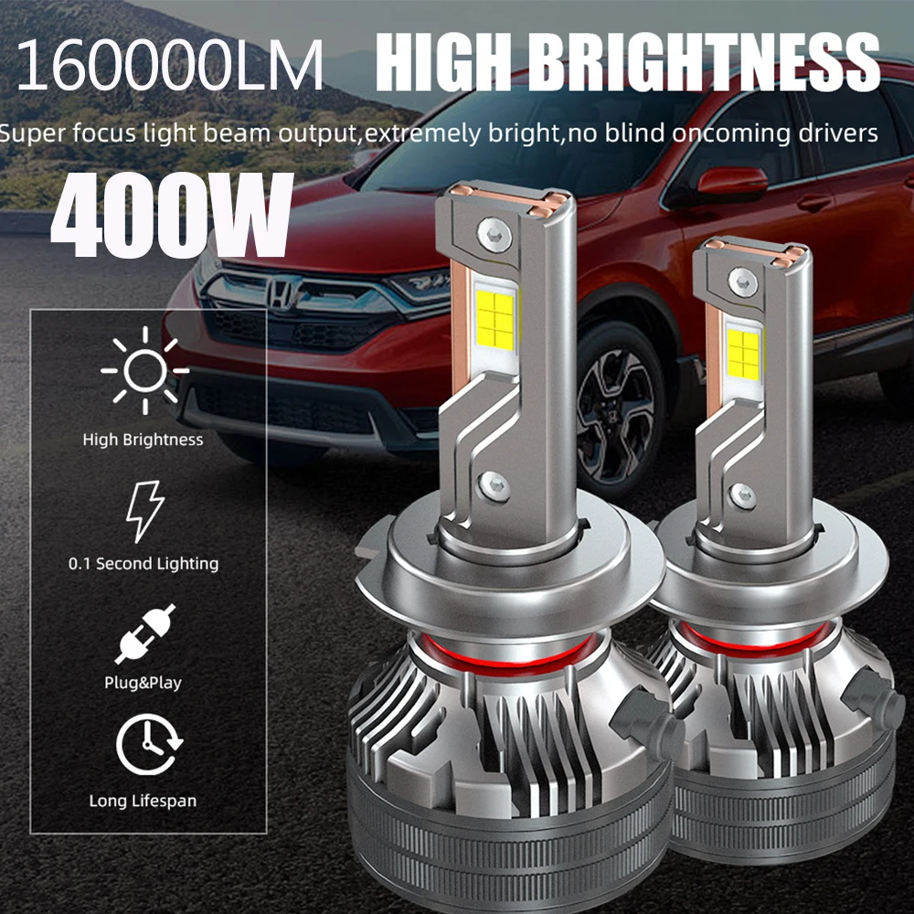 

H7 H4 H11 9005 400W 3-Copper-Tube LED Headlight Bulbs For Car 9006 H1 Led automotivo Lights 12V Projector/Reflector Headlamp