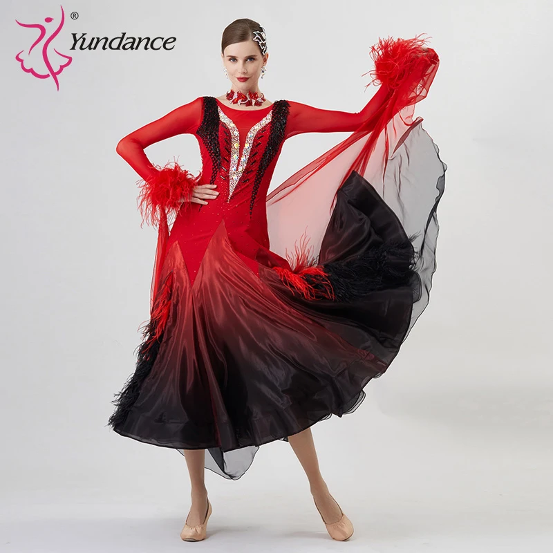 B-22276 Custom New International Standard Ballroom Dance Dress High Quality Pearl Silk Ballroom Dance Dresses for Sale