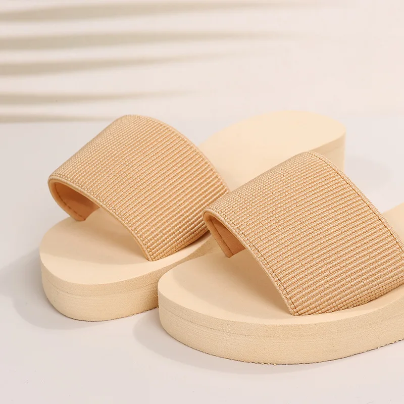 Knitted Wedges Slippers for Women 2023 Summer Chunky Platform Wedge Heels Sandals Woman Light Thick Sole Beach Shoes Mujer