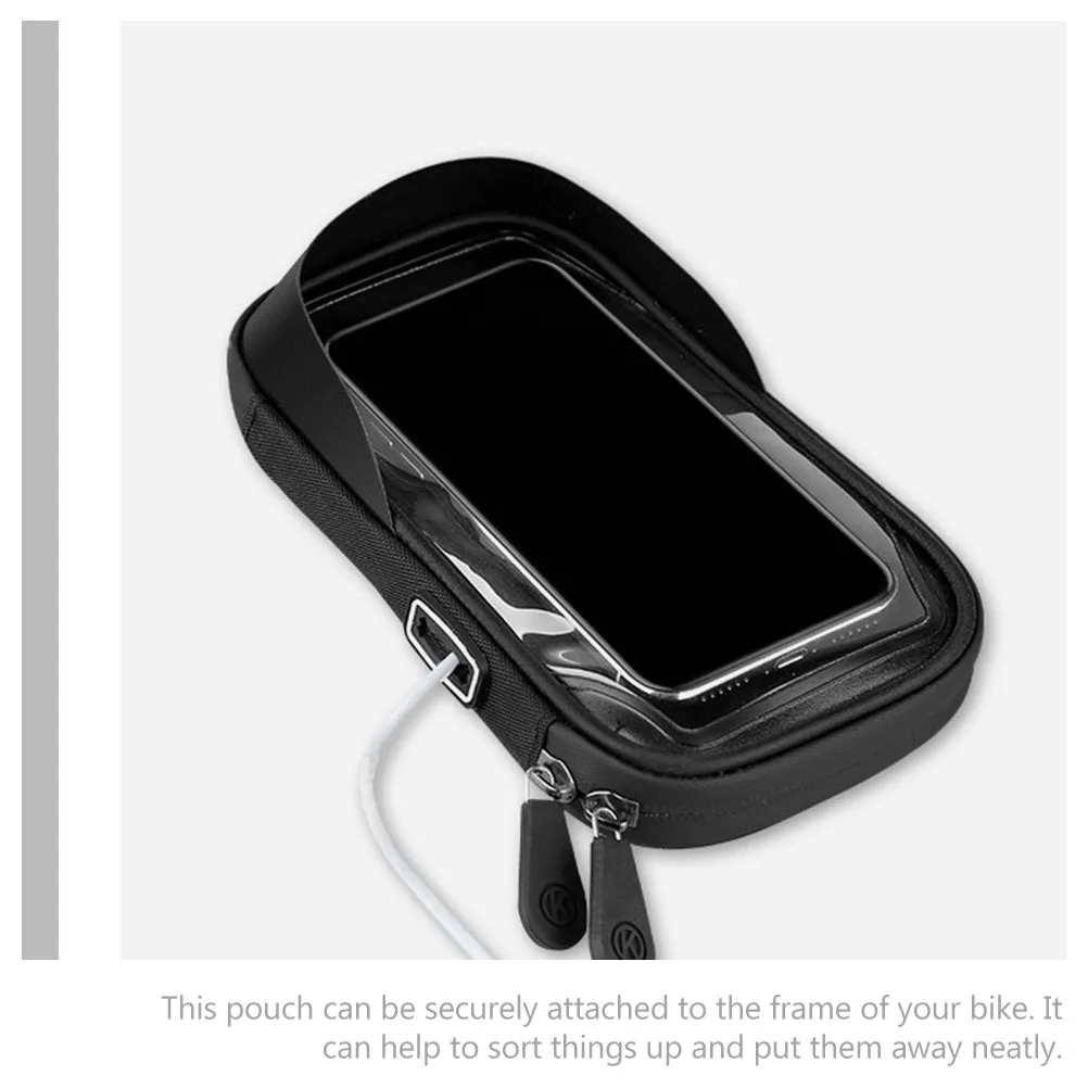 Borsa per telefono da bici Custodia impermeabile per cellulare con supporto regolabile per manubrio o telaio Chiusura con cerniera trasparente Conveniente