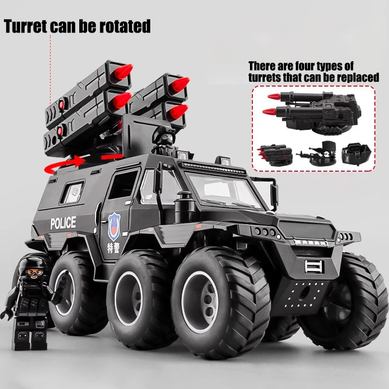 1:24 Conqueror Shaman Police Armored Vehicle Alloy Diecast Model Car Classic Hobby Collectibles Trendy Ornaments Model Gift Boy