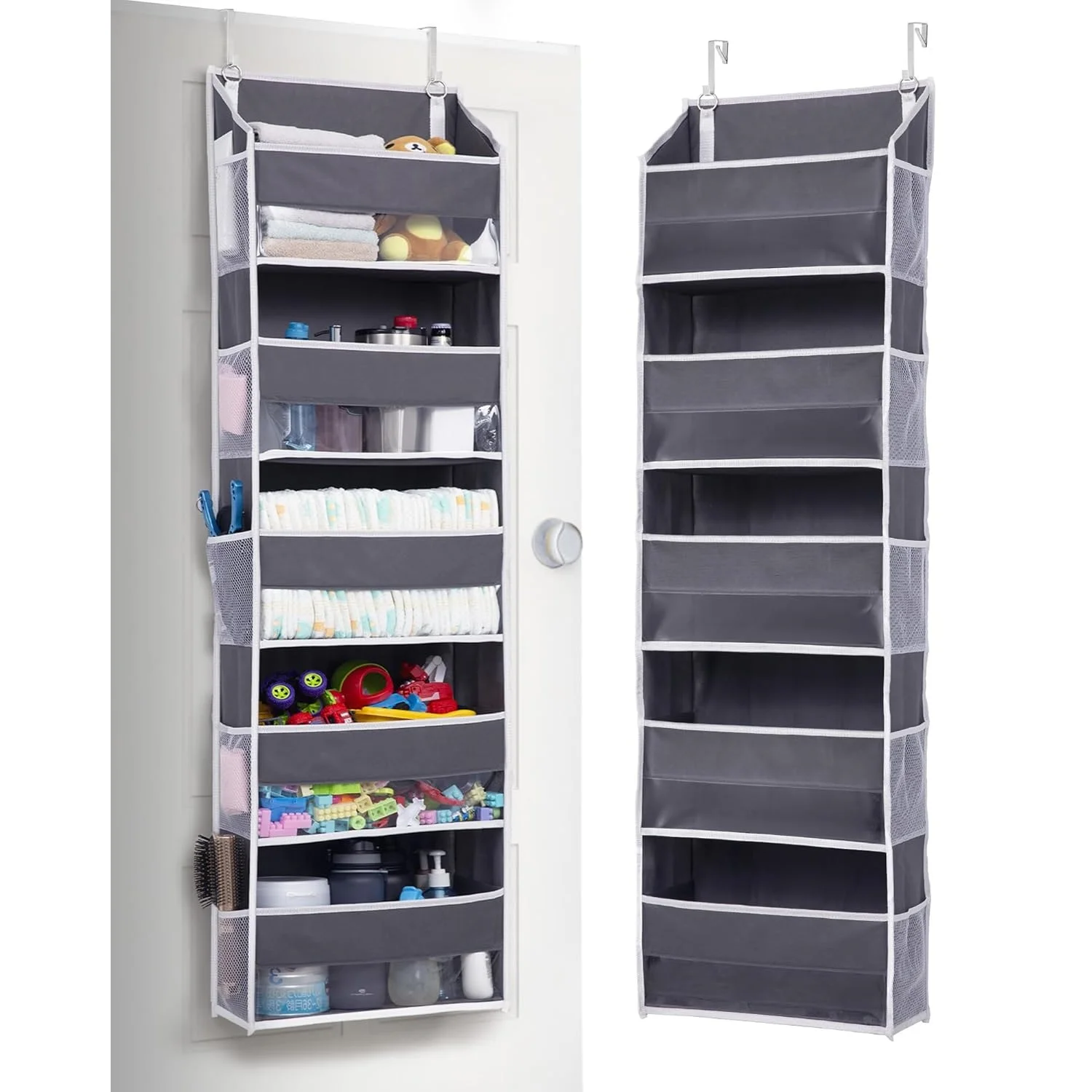 

Over The Door Organizer 5-Layer Behind Door Non-woven Storage Bag with 10 Side Pockets Space-Saving Hanging Storage Organizer