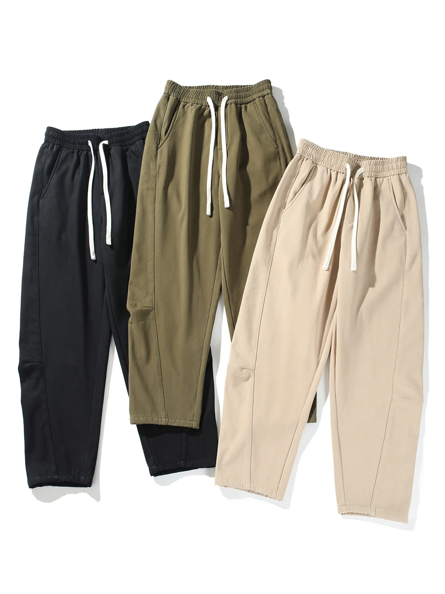 

Мужские утепленные повседневные брюки из плотного хлопка в американском стиле, свободные, широкие, с широкими штанинами, зимние, универсальные, Fce L