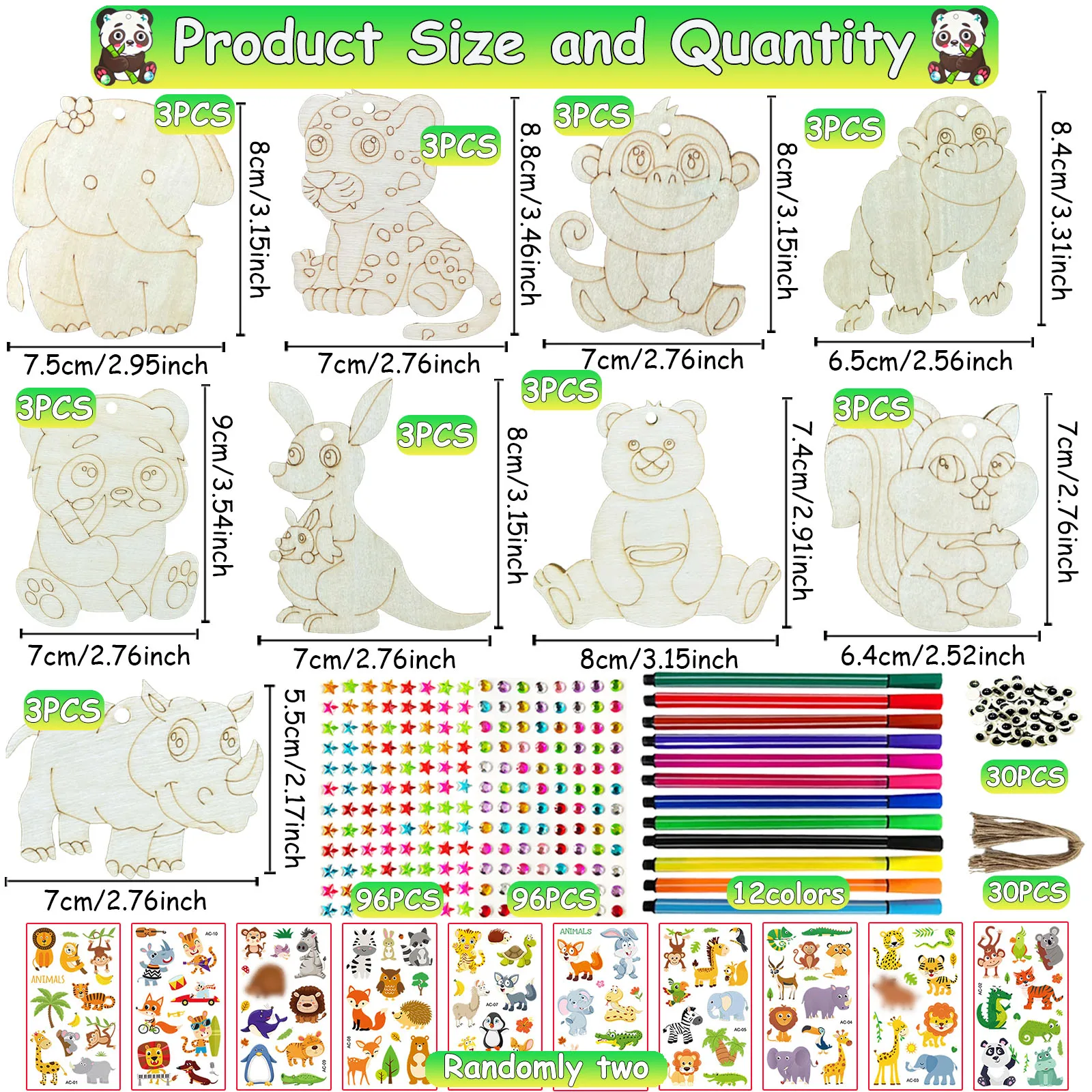 290PCS Forest Animal Woodworking Kit, Wooden Craft Kit, Animal Science DIY, Handicrafts, All Season Woodworking Material Kit