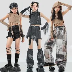 Kostium sceniczny dla dzieci Jazz Girls Hip Hop Dance Outfit Kpop Performance Clothes Kids Street Dance Suit Top Skirt Shuffle Pants