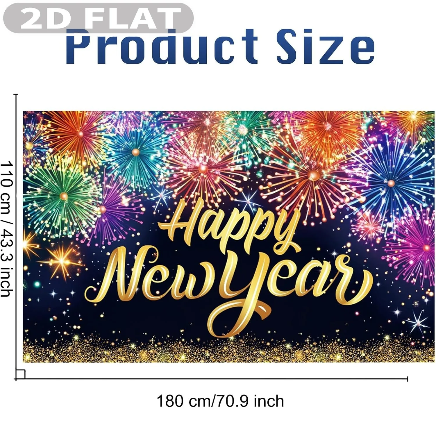 1pc Happy New Year Banner 2026 New Year Sign Studio Background, 43x71 Inch, Polyester Yard Outdoor for New Year Eve Party Supply - view 3