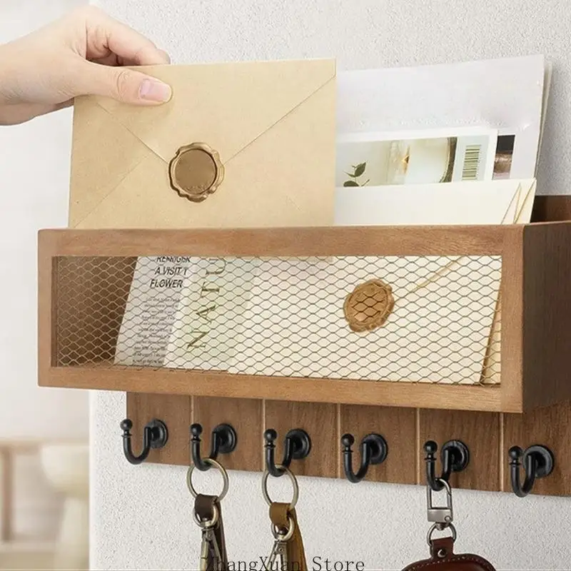 Gift Ready Wooden Wall Mail Shelf For Keys Small Items Home Entry 3XUF – Detail 3