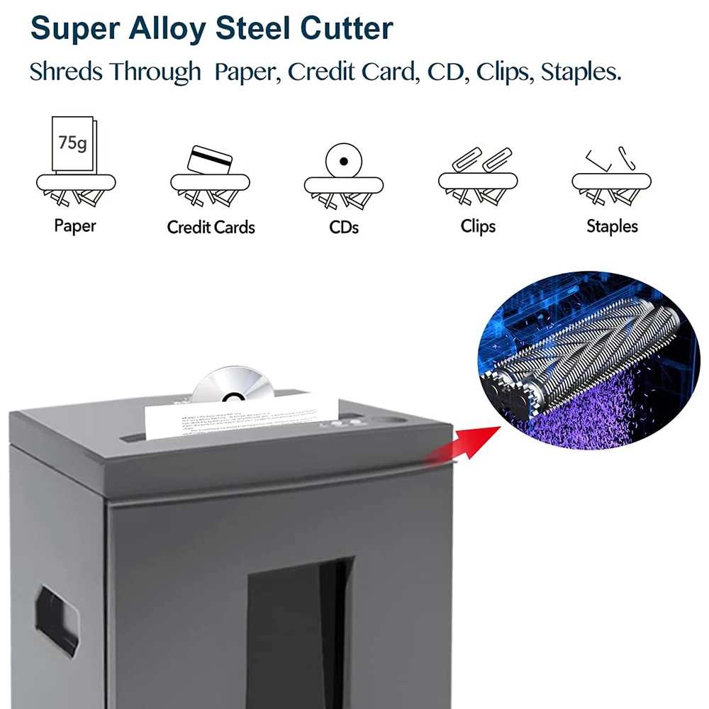 Paper Shredder for  Home Office  Heavy Duty 10-Sheet 40 Mins Running Time Cross Cut P-5 Grey