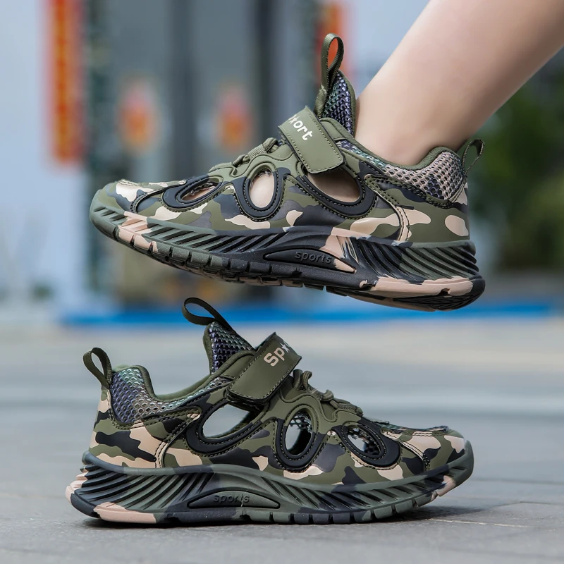 Boys Camouflage Breathable Sandals - Casual Outdoor Anti-skid Walking Shoes for Spring and Summer