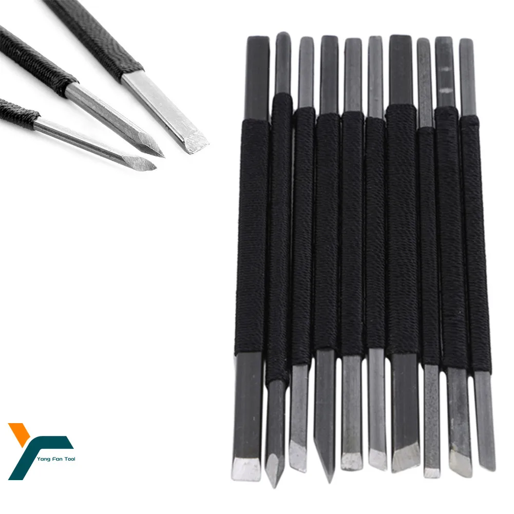 10Pcs/Set Stone Carving Cutter Chisel Stone Carving Engraving Cutter Seal Stone