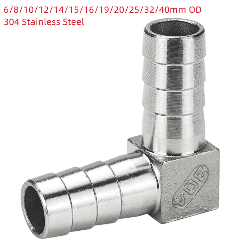 6 8 10 12 14 15 16 19 20 25 32 40mm OD 304 Stainless Steel Elbow Right Angle L Shaped Pipe Fitting 90 Degree Connector