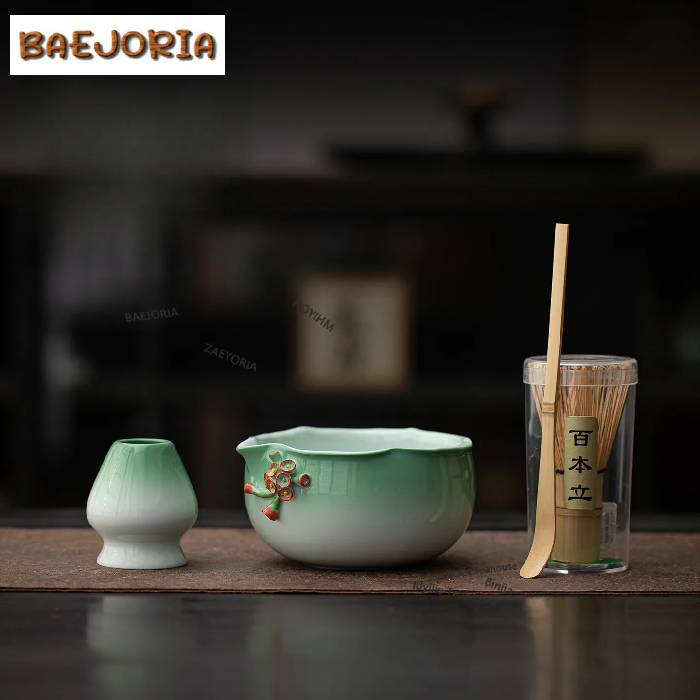 Handcrafted Tea Set Complete Set Japanese Matcha Set Kit Tea Maker Tea Brush Stand Bamboo Tranditional Tea Sets for Tea Lovers
