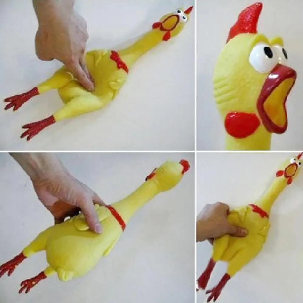 17cm Yellow Screaming Rubber Chicken Toy Pressure Relief Squeak Squeaker Dog Sounding Toy Screaming Rubber Chicken Kids Gift