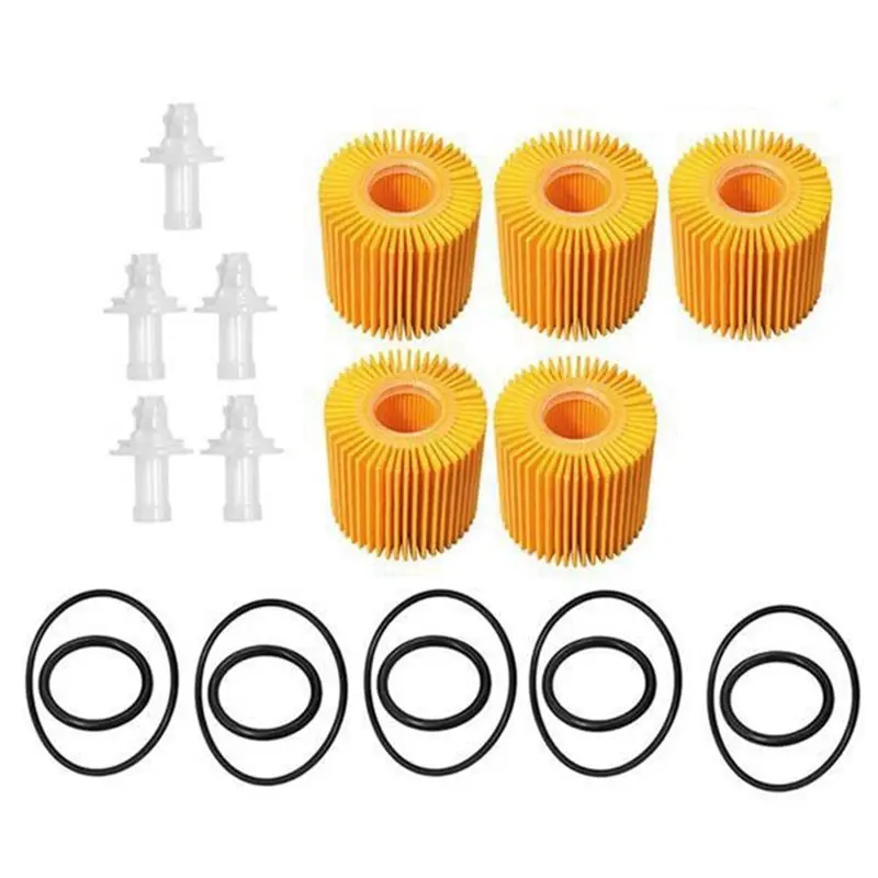 For Toyota Avalon Camry Highlander RAV4 Sienna Tacoma Venza Lexus 5PCS Oil Filter Kits- Model Codes 04152-YZZA1& 04152-31090